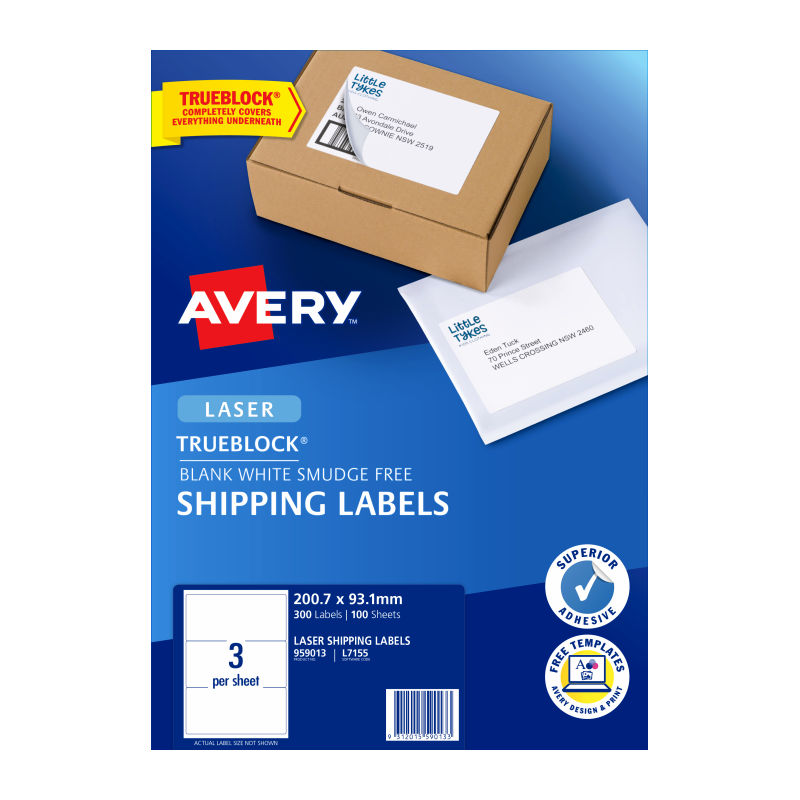 AV Laser Label L7155 3Up Pk100 - Wholesales Supply