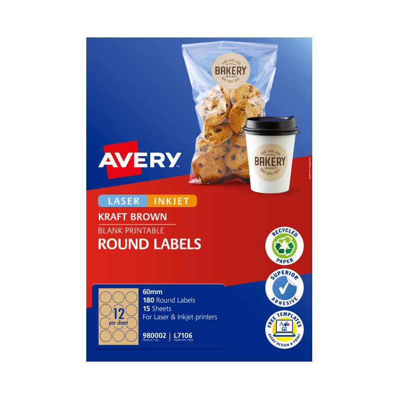 AV Lbl Rd Brn 60mm 12Up Pk15 - Wholesales Supply