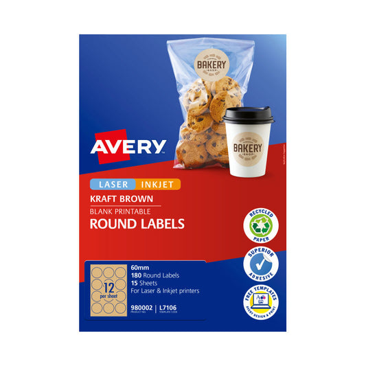 AV Lbl Rd Brn 60mm 12Up Pk15 - Wholesales Supply