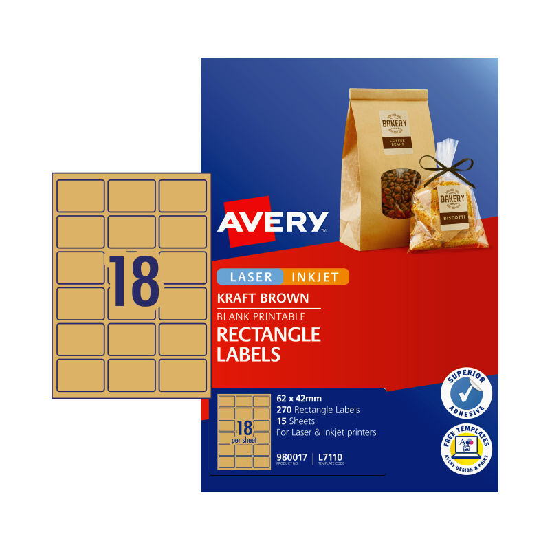 AV Lbl Rect Brn L7110 Pk270 - Wholesales Supply