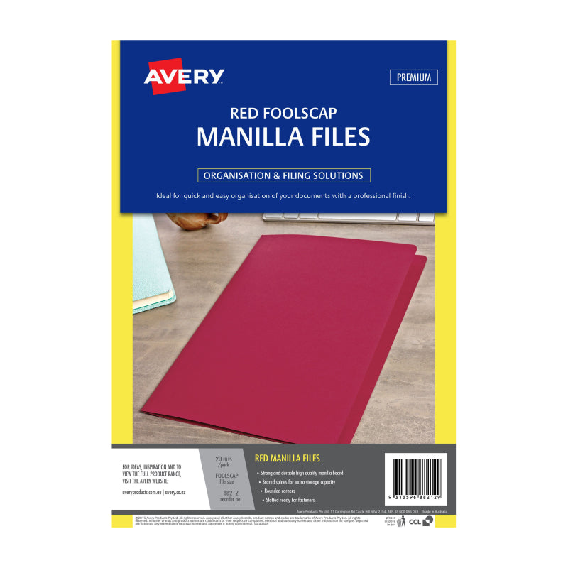 AV Manilla Folder Red FC Pk20 - Wholesales Supply