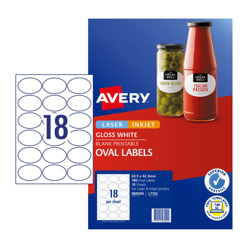 Avery Lbl Oval L7102 18Up Pk10 - Wholesales Supply