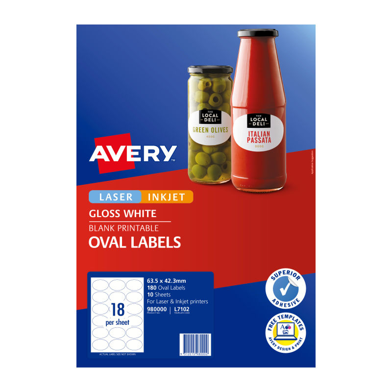 Avery Lbl Oval L7102 18Up Pk10 - Wholesales Supply