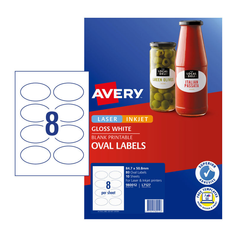 Avery Lbl Oval L7127 8Up Pk10 - Wholesales Supply