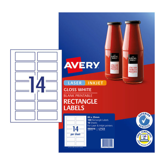 Avery Lbl Rect L7123 14Up Pk10 - Wholesales Supply