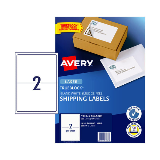Avery Lsr Lbl L7168 2Up Pk100 - Wholesales Supply