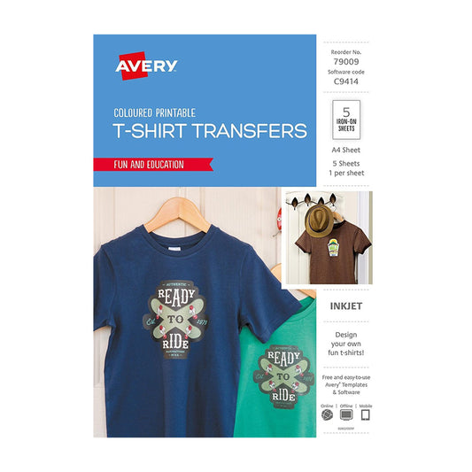 Avery T-Shirt Transfer Clr Pk5 - Wholesales Supply