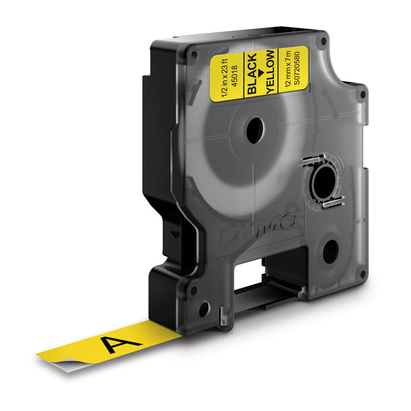 D1 Blk on Yell 12mmx7m Tape - Wholesales Supply