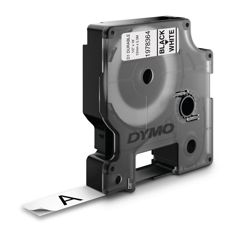 D1 Dur Blk on Wht 12mm x 5.5m - Wholesales Supply