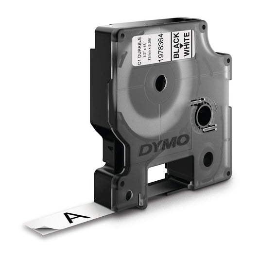 D1 Dur Blk on Wht 12mm x 5.5m - Wholesales Supply