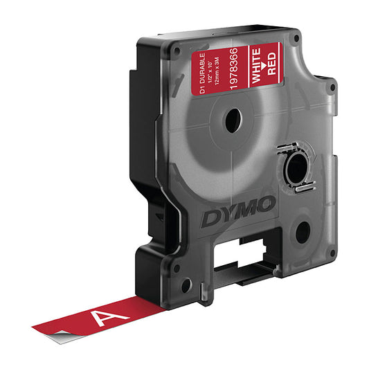 D1 Dur Wht on Red 12mm x 3m - Wholesales Supply