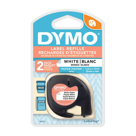 Dymo LT Paper 12mm x 4m Wh 2pk - Wholesales Supply