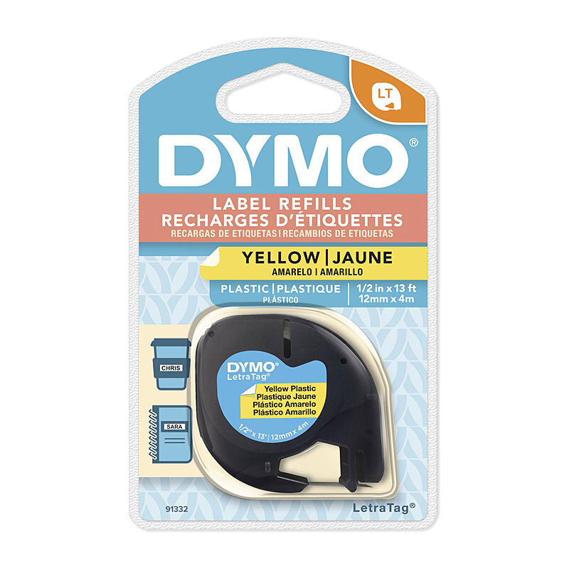 Dymo LT Plastic 12mm x 4m Yell - Wholesales Supply