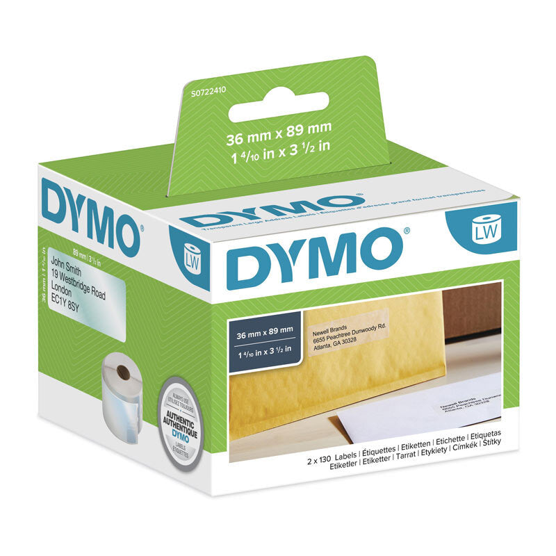 Dymo LW 36mm x 89mm Clear - Wholesales Supply