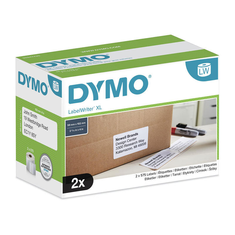 Dymo LW 59mm x 102mm White x2 - Wholesales Supply
