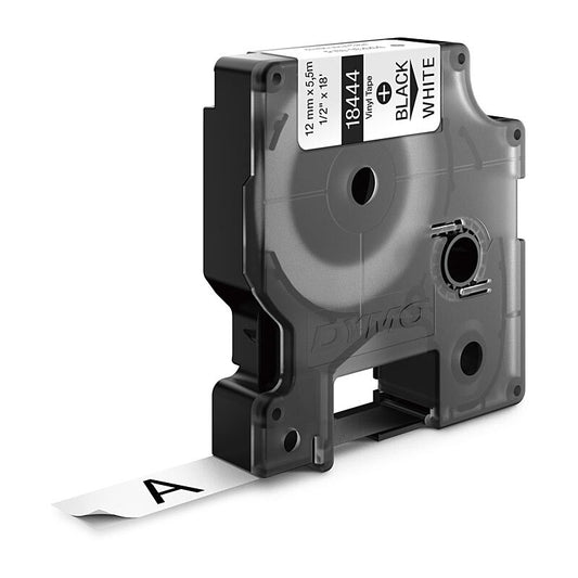 DymoRhino Blk on Wht 12mm Tape - Wholesales Supply