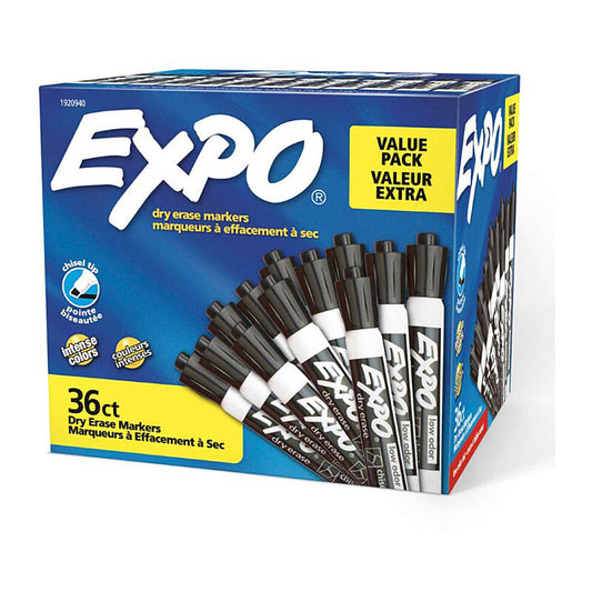 Expo D/E WB Marker CT Blk Bx36 - Wholesales Supply