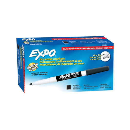 Expo W/B Marker Fine Blk Bx12 - Wholesales Supply
