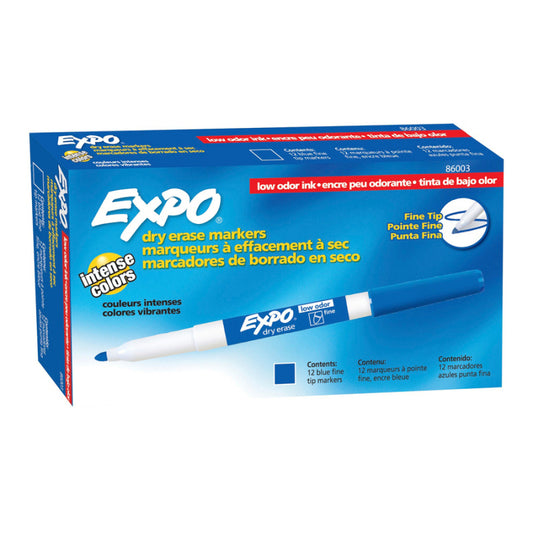 Expo W/B Marker Fine Blue Bx12 - Wholesales Supply