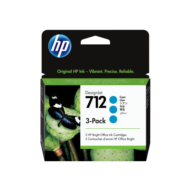 HP #712 29ml Cyan 3 Pk 3ED77A - Wholesales Supply