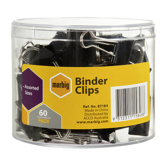 Mbg Binder Clips Ast Sze Tub60 - Wholesales Supply