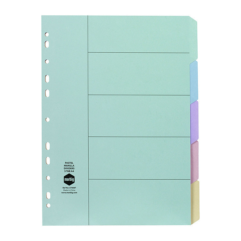 Mbg Divider Mnlla A4 Pstl 5Tab - Wholesales Supply