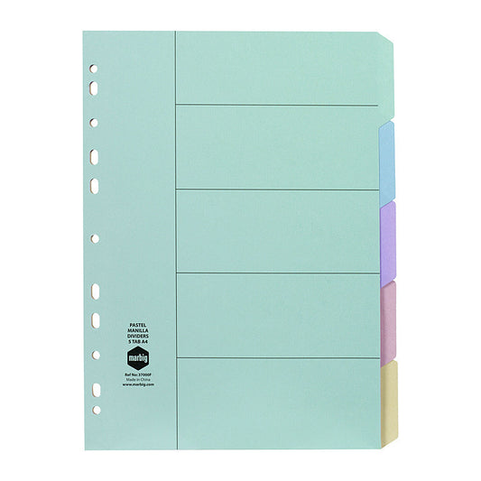 Mbg Divider Mnlla A4 Pstl 5Tab - Wholesales Supply