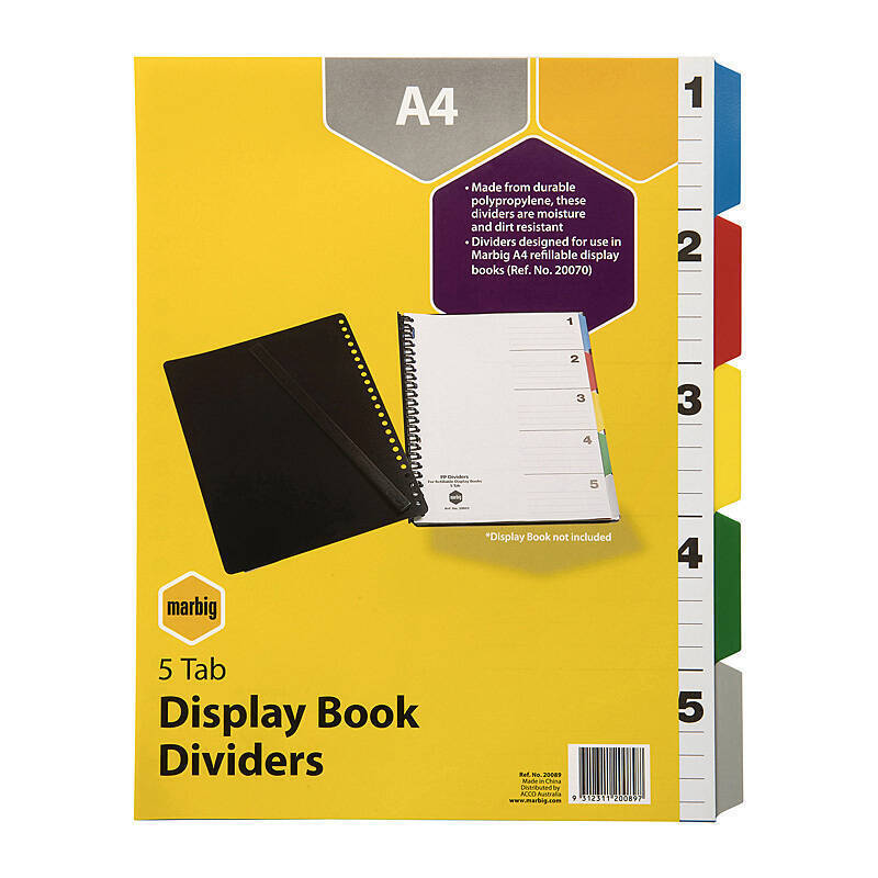 Mbg Dividers D/Book PP A4 5Tab - Wholesales Supply