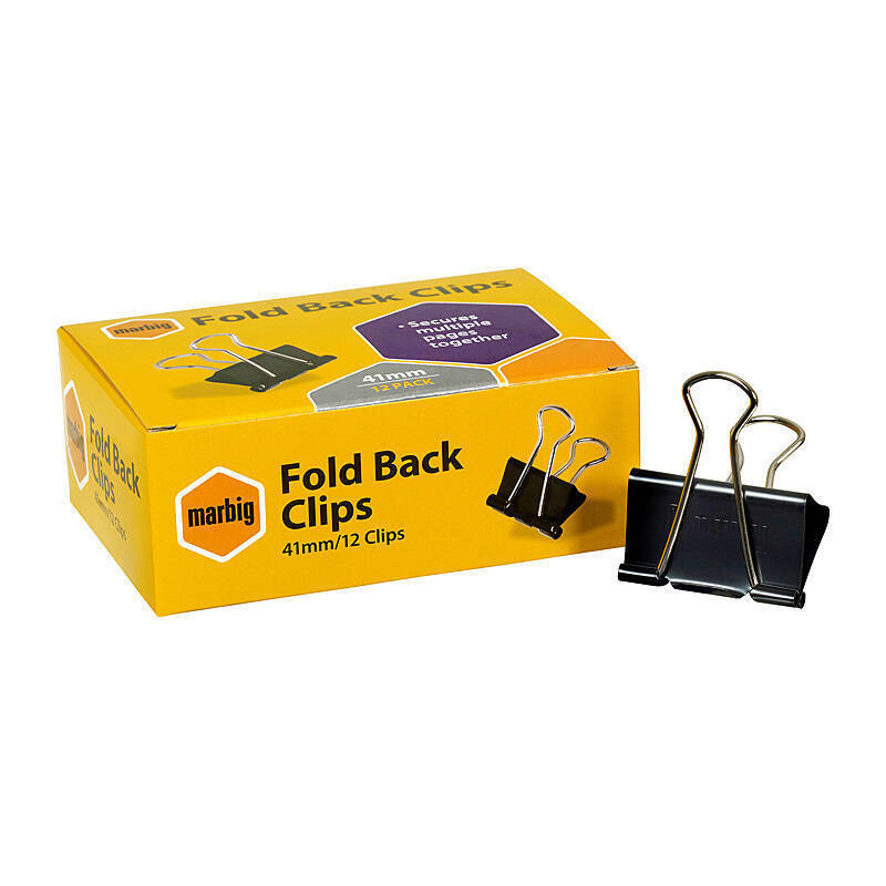 Mbg Fold Back Clips 41mm Bx12 - Wholesales Supply