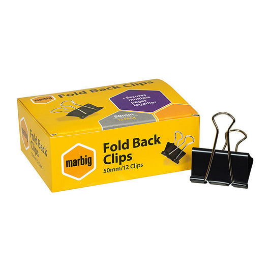 Mbg Fold Back Clips 50mm Bx12 - Wholesales Supply