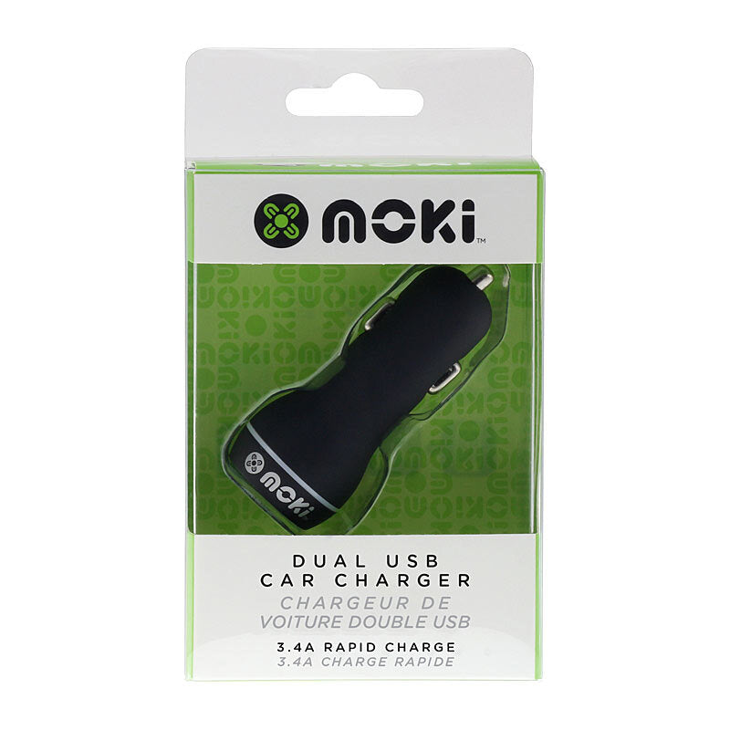 Moki Dual USB Car Charger Blk - Wholesales Supply