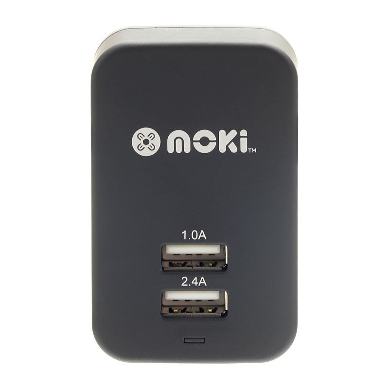 Moki Dual USB Wall Charger Blk - Wholesales Supply