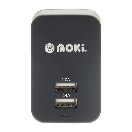 Moki Dual USB Wall Charger Blk - Wholesales Supply