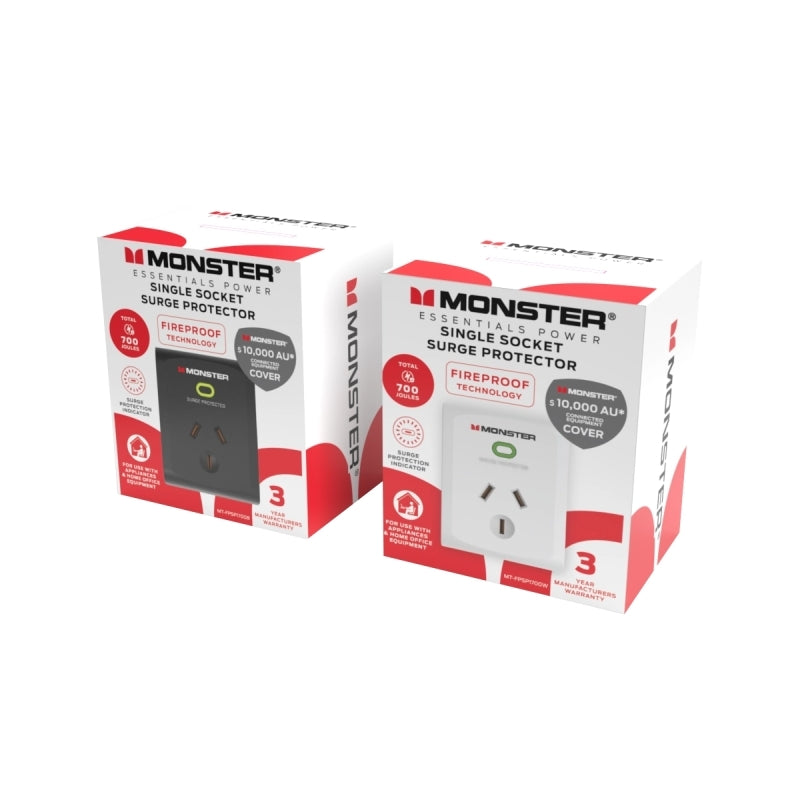 Monster 1-Port Surge Black - Wholesales Supply