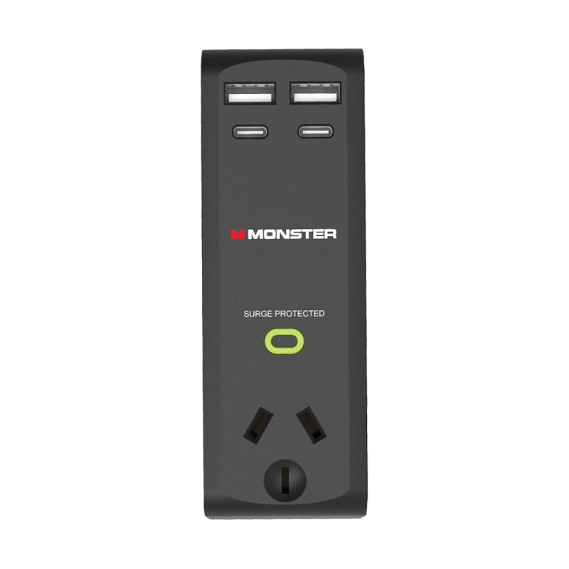 Monster 1-Port+USB Surge Black - Wholesales Supply
