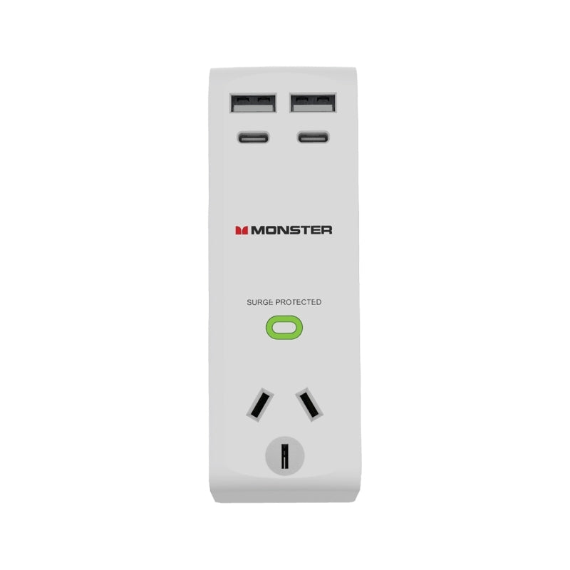 Monster 1-Port+USB Surge White - Wholesales Supply