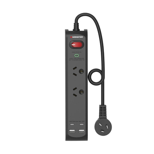 Monster 2-Port Surge+USB Black - Wholesales Supply