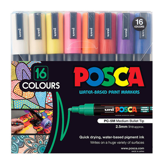 Posca PC-5M MedBlt Mk Ast Pk16 - Wholesales Supply