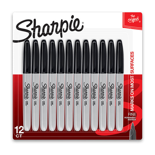 Sharpie Fine Perm Mrk Blk Pk12 - Wholesales Supply