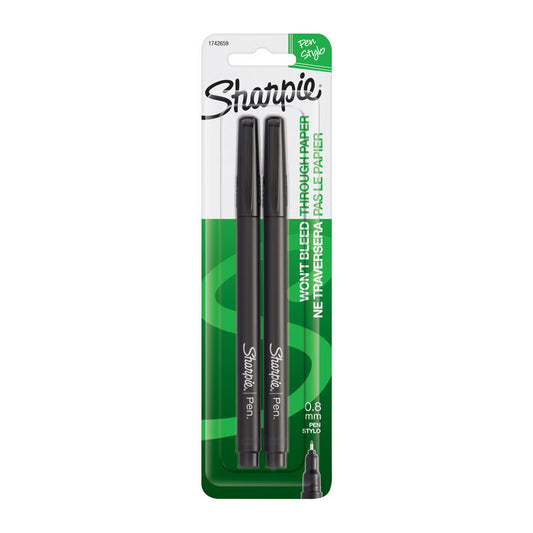 Sharpie Pen Fine Blk Pk2 Bx6 - Wholesales Supply