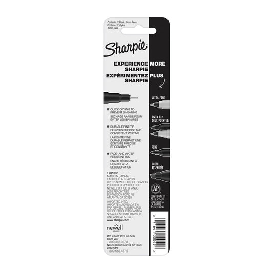 Sharpie Pen Fine Blk Pk2 Bx6 - Wholesales Supply