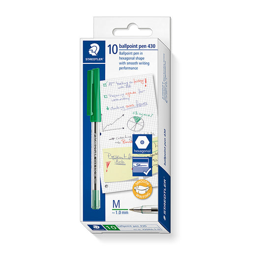 Staed Ballpoint430 M Grn Bx10 - Wholesales Supply