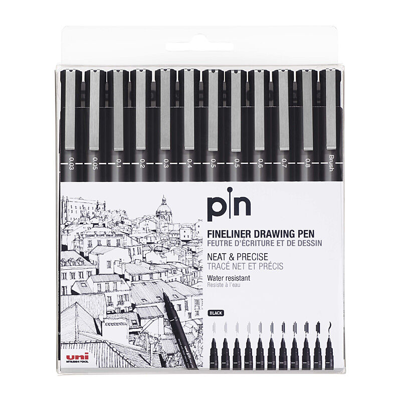 uni Pin Fine Liner Asst Pk12 - Wholesales Supply