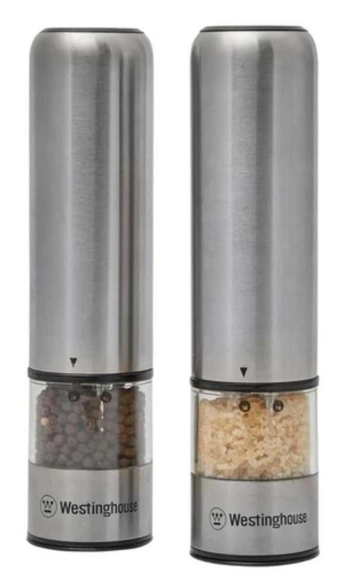 Westinghouse - Salt and Pepper Mill Deluxe Electric S/S w LED Light - Pair