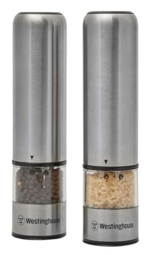 Westinghouse - Salt and Pepper Mill Deluxe Electric S/S w LED Light - Pair